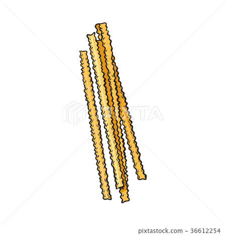 Raw ribbon cut Italian pasta with ruffle sides 36612254