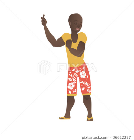 vector flat african man dancing at beach party 36612257