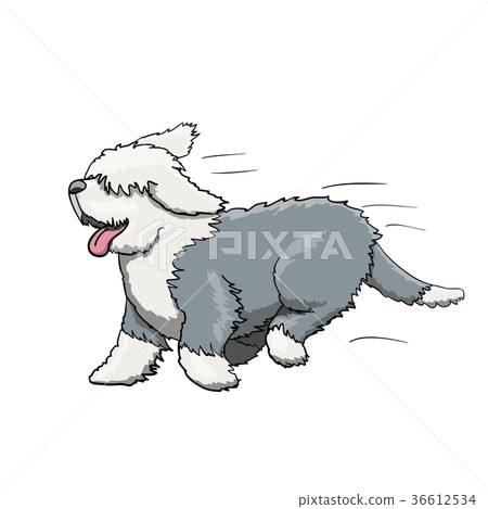 插图素材 english bobtail dog cartoon character running