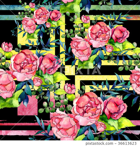 Wildflower bouquet pattern in a watercolor style. Wildflower bouquet pattern in a watercolor style. 36613623