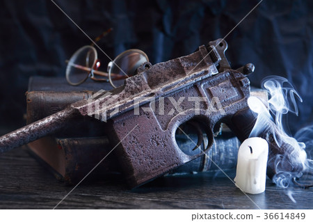 Old Pistol Near Candle Old Pistol Near Candle 36614849