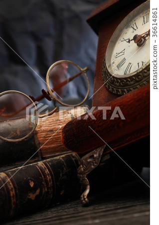 Old Clock And Books 36614861