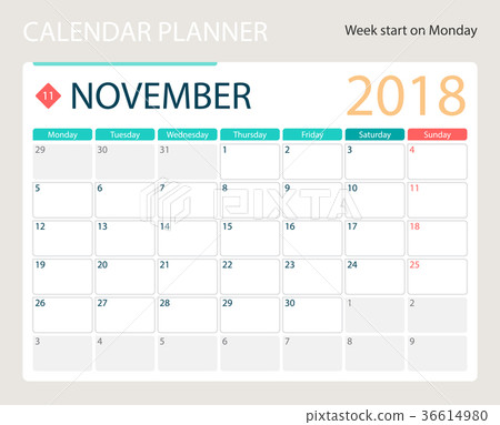 NOVEMBER 2018, illustration vector calendar or NOVEMBER 2018, illustration vector calendar or 36614980