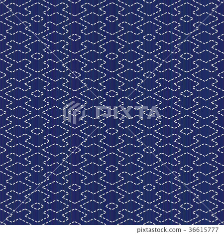 Japanese quilling. Sashiko. Seamless pattern. 36615777