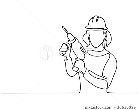 Woman holding drill tool Woman holding drill tool 36616059