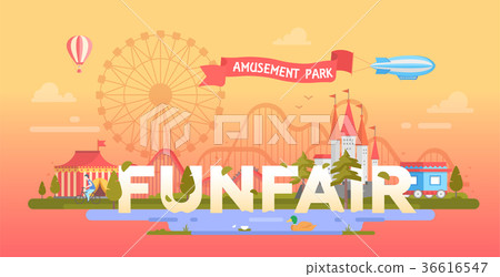 Funfair - modern vector banner illustration 36616547