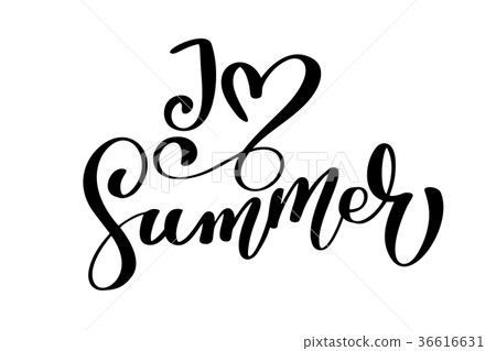 I love summer text Hand drawn lettering I love summer text Hand drawn lettering 36616631