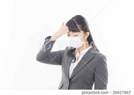 Business Woman Cold Cold Coronavirus Pandemic Corona Business Woman Cold Cold Coronavirus Pandemic Corona 36617967