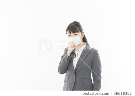 Business Woman Cold Cold Coronavirus Pandemic Corona Business Woman Cold Cold Coronavirus Pandemic Corona 36618392