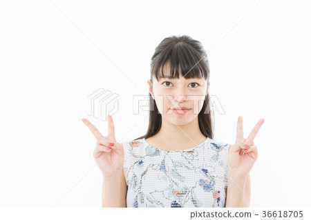 Young woman buoy sign Young woman buoy sign 36618705