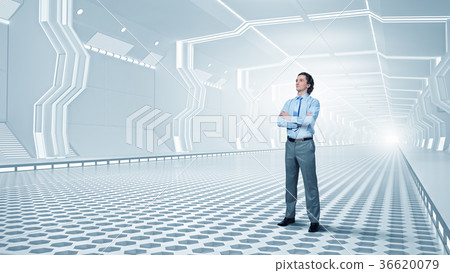 Man in futuristic interior 36620079