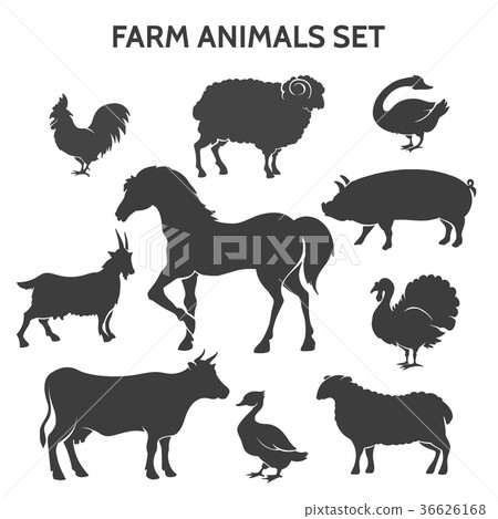 Farm animals silhouettes 36626168