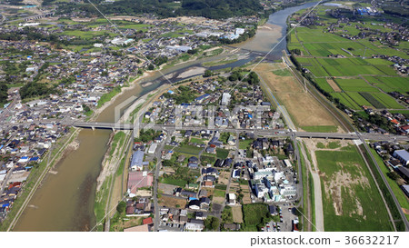 Aerial view August 30, 2017 _ Chikugo River after heavy rain in northern Kyushu Aerial view August 30, 2017 _ Chikugo River after heavy rain in northern Kyushu 36632217