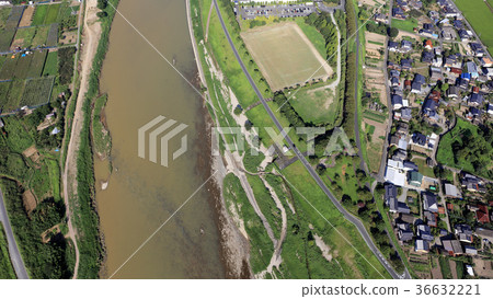 Aerial view August 30, 2017 _ Chikugo River after heavy rain in northern Kyushu Aerial view August 30, 2017 _ Chikugo River after heavy rain in northern Kyushu 36632221