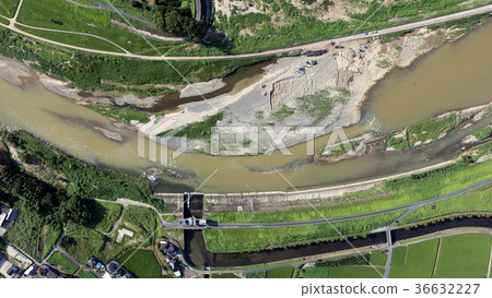 Aerial view August 30, 2017 _ Chikugo River after heavy rain in northern Kyushu 36632227