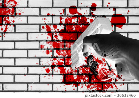 gun with blood dangerous weapon concept 36632460