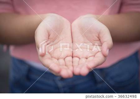 hand open palm ask giving or help concept 36632498