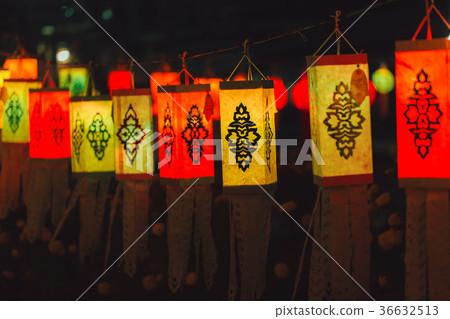 Colorful Paper Lamp Traditional Thai Style 36632513