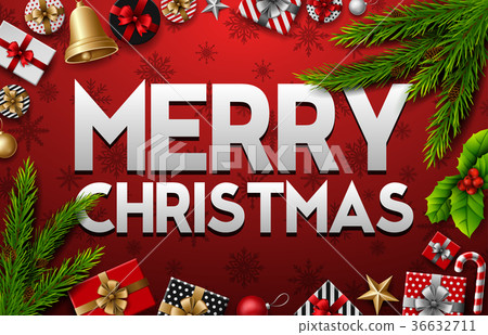 Christmas red background with fir tree - Stock Illustration [36632711 ...