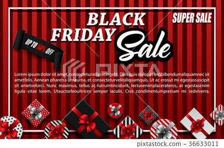 Black Friday sale banner with different gift boxes 36633011
