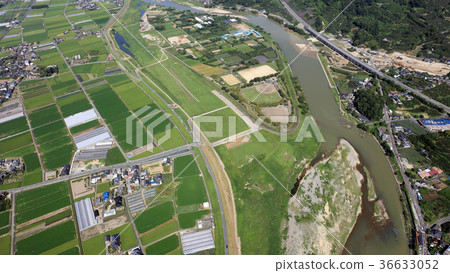Aerial view August 31, 2017 _ Chikugo River after heavy rain in northern Kyushu Aerial view August 31, 2017 _ Chikugo River after heavy rain in northern Kyushu 36633052