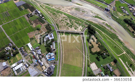 Aerial view August 31, 2017 _ Chikugo River after heavy rain in northern Kyushu Aerial view August 31, 2017 _ Chikugo River after heavy rain in northern Kyushu 36633058