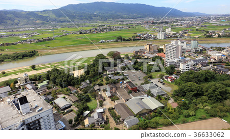 Aerial view August 31, 2017 _ Chikugo River after heavy rain in northern Kyushu 36633062