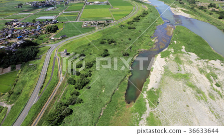 Aerial view September 2, 2017 _ Chikugo River after heavy rain in northern Kyushu 36633644