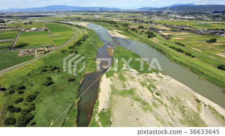 Aerial view September 2, 2017 _ Chikugo River after heavy rain in northern Kyushu 36633645