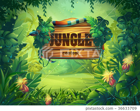 Vector cartoon illustration background rainforest Vector cartoon illustration background rainforest 36633709