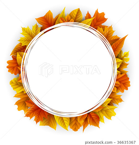 Round frame with autumn leaves - Stock Illustration [36635367] - PIXTA