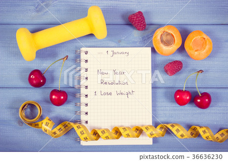 New year resolutions written in notebook New year resolutions written in notebook 36636230