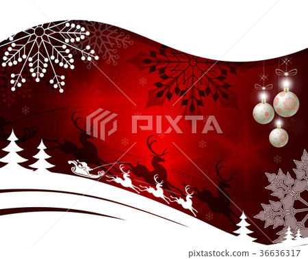 Christmas red background with Santa Claus on deer Christmas red background with Santa Claus on deer 36636317