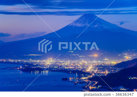Street lights of Numazu and Mt. Fuji seen from Izu 36636347