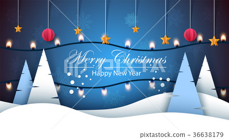 Merry christmas. Happy new year, Winter landscape 36638179