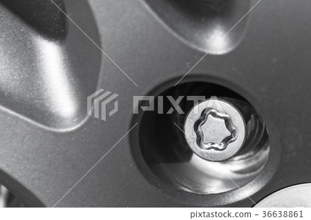 Car wheel lock nut, theft protection, close up 36638861
