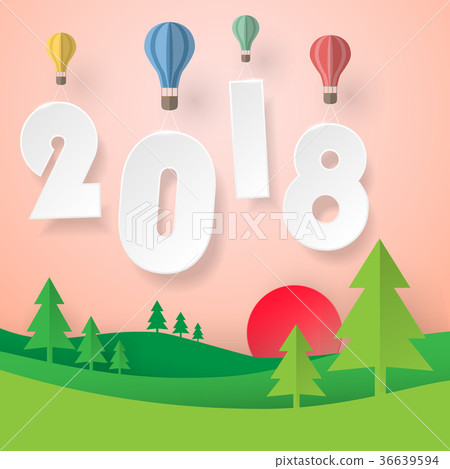 Design happy new year 2018 greeting card. Design happy new year 2018 greeting card. 36639594