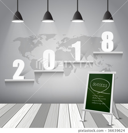 Design happy new year 2018 greeting card. Design happy new year 2018 greeting card. 36639624