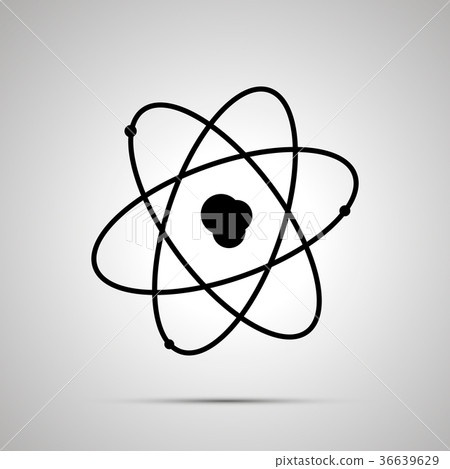 Atom structure with electrons, simple black icon Atom structure with electrons, simple black icon 36639629