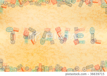 Immigration rubber stamp imprints arranged in word Immigration rubber stamp imprints arranged in word 36639715