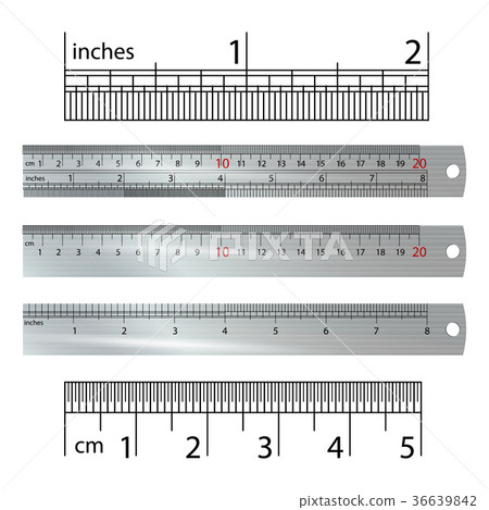 Metric Imperial Rulers. Scale for a Ruler in Inches and