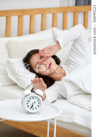 Woman, weather, alarm, sleep, oversleep, bed Woman, weather, alarm, sleep, oversleep, bed 36640221