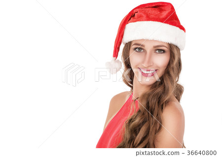 santa girl in red body suit 36640800