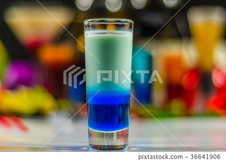colored drink in glass for shots colored drink in glass for shots 36641906