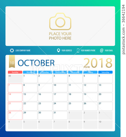 OCTOBER 2018, illustration vector calendar or desk 36642194