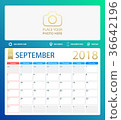 SEPTEMBER 2018, illustration vector calendar or 36642196