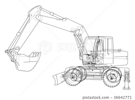Outline of excavator isolated on white background Outline of excavator isolated on white background 36642771