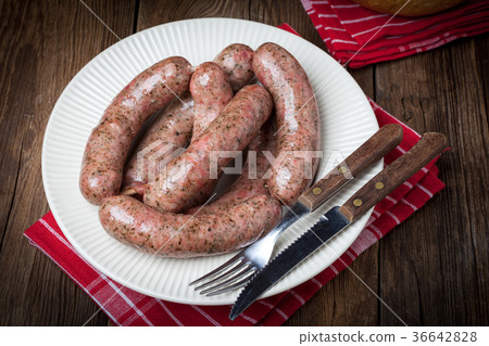 Raw white sausage. Raw white sausage. 36642828