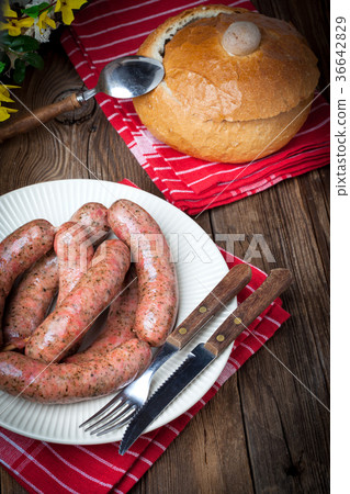 Raw white sausage. Raw white sausage. 36642829