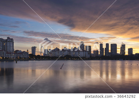 Singapore skyline and Costa Rhu at sunset time 36643292